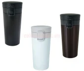 Рекламнa термо чаша, 400 ml, двустенна, бутон за отваряне, копче за заключване