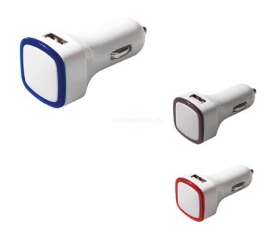 Рекламно USB зарядно за кола с два порта