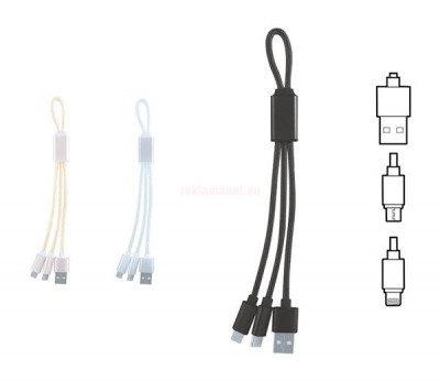 Рекламно универсално USB зарядно, 3 накрайника