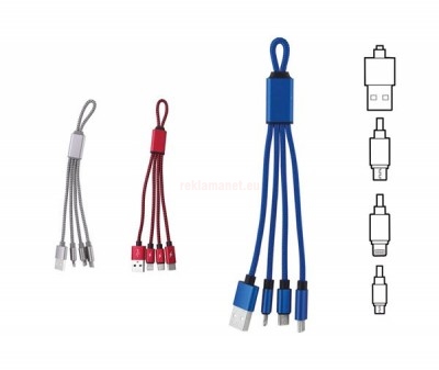 Рекламно универсално USB зарядно, 4 накрайника