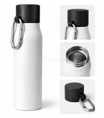 Рекламна двустенна спортна бутилка с карабинер 550 ml