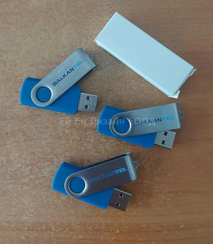 Рекламна флаш памет (USB флашка) брандиране с два цвята рекламен печат
