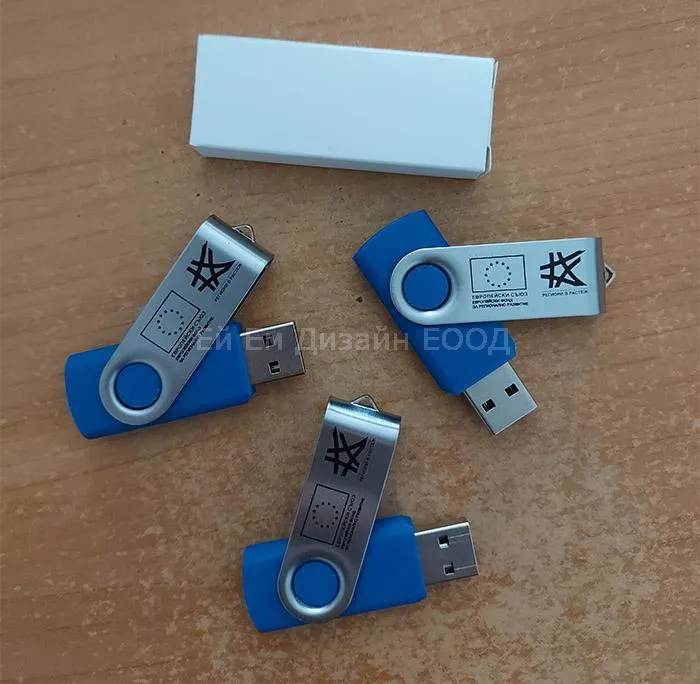 Рекламна флаш памет (USB флашка) брандиране с един цвят рекламен печат